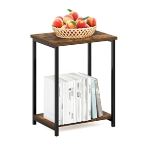 Furinno SIMPLISTIC Industrial Metal Frame End Table in 1-Pack in Amber Pine