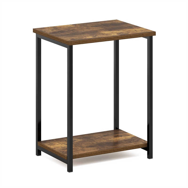 Furinno SIMPLISTIC Industrial Metal Frame End Table in 1-Pack in Amber Pine