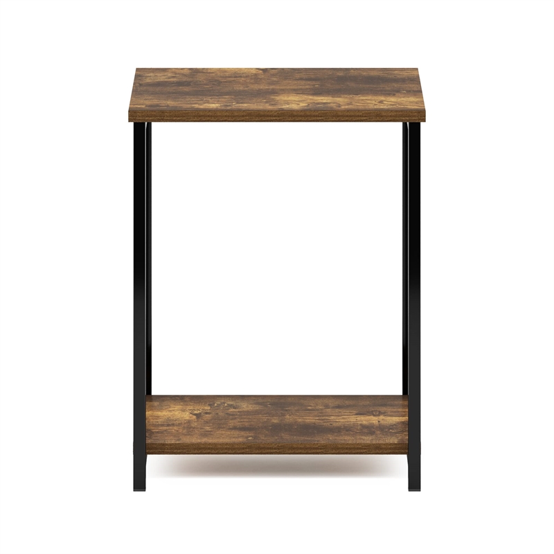 Furinno SIMPLISTIC Industrial Metal Frame End Table in 1-Pack in Amber Pine