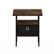 Furinno ANDREY End Table Nightstand with Bin Drawer in Amber Pine/Black