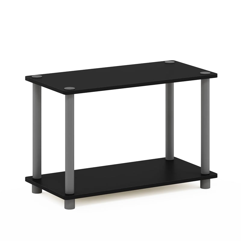 Furinno TURN-N-TUBE 2-Tier No Tools Tube Shelf/End Table in Black/Grey