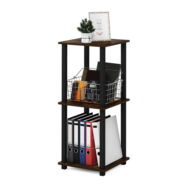 Furinno SIMPLISTIC End Table in Set of Two in Amber Pine/Black
