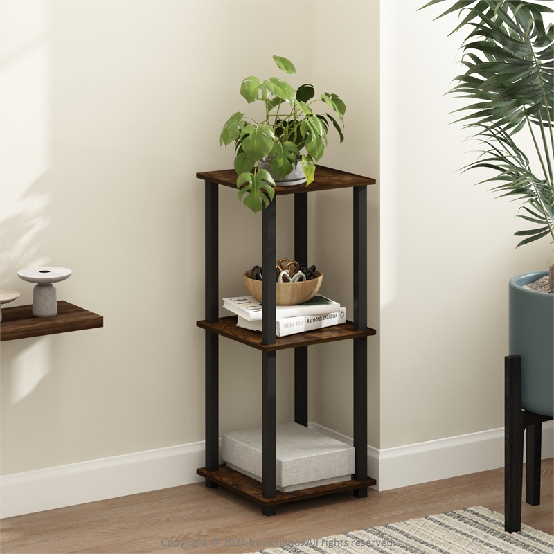 Furinno SIMPLISTIC End Table in Set of Two in Amber Pine/Black