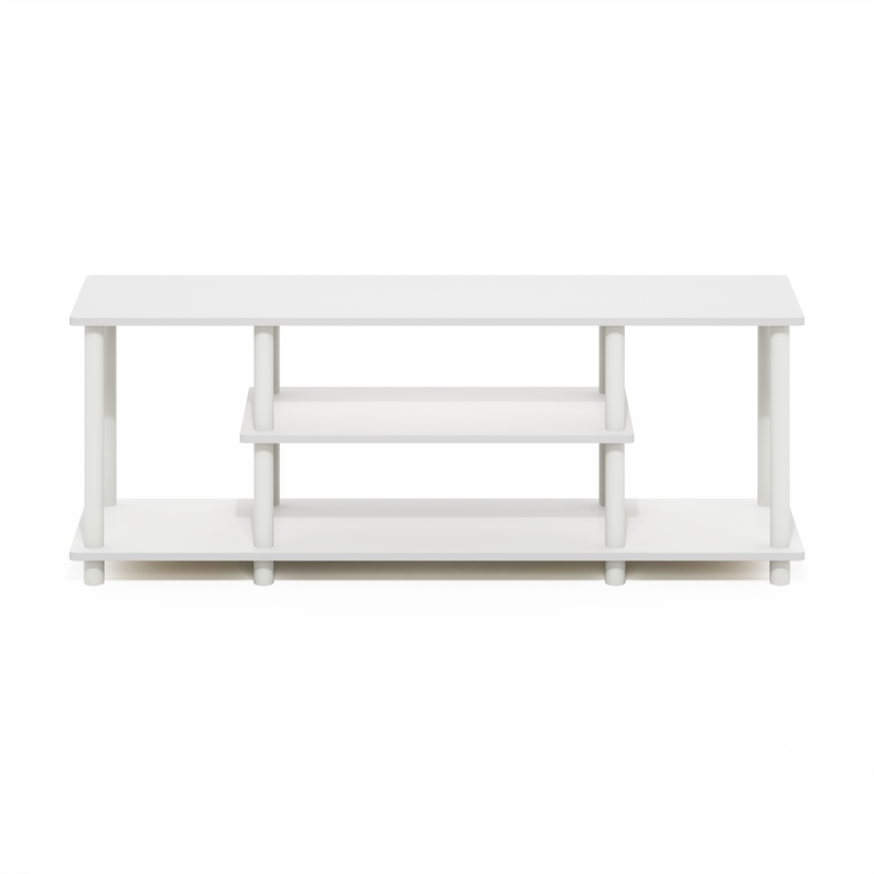 Furinno TURN-N-TUBE No Tools 3D 3-Tier Entertainment TV Stands in White/White