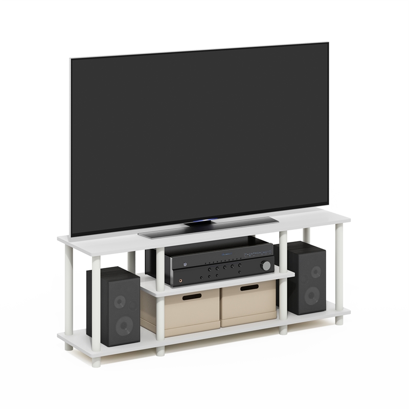 Furinno TURN-N-TUBE No Tools 3D 3-Tier Entertainment TV Stands in White/White