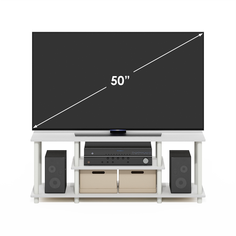 Furinno TURN-N-TUBE No Tools 3D 3-Tier Entertainment TV Stands in White/White