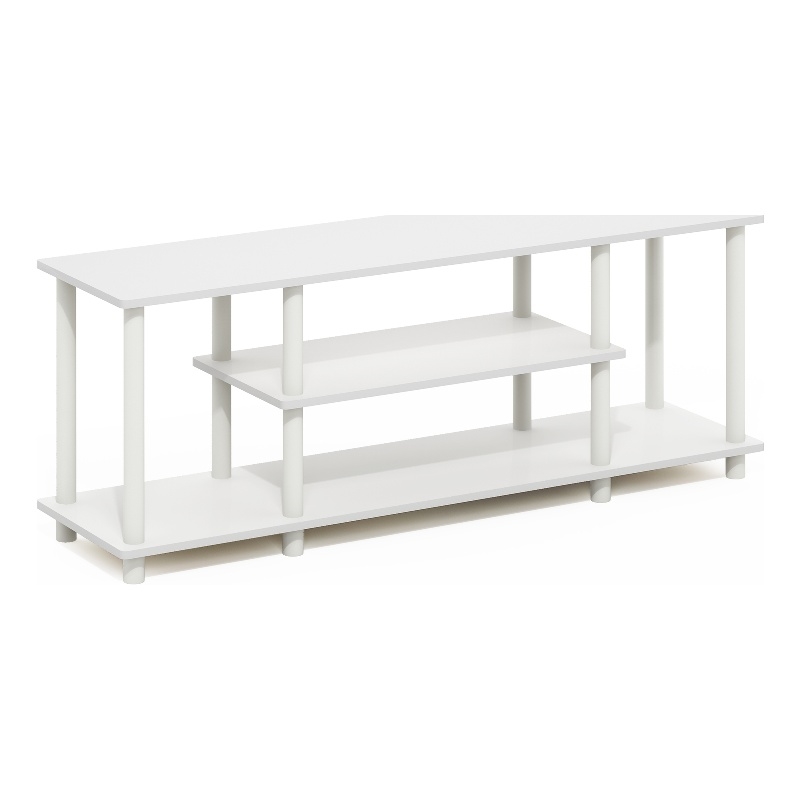 Furinno TURN-N-TUBE No Tools 3D 3-Tier Entertainment TV Stands in White/White