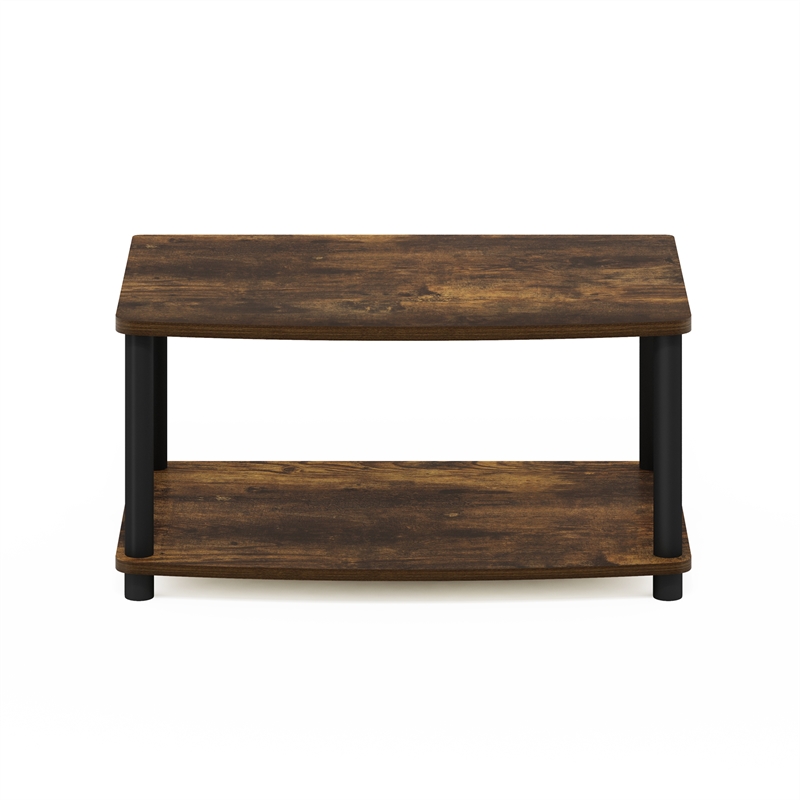 Furinno TURN-N-TUBE No Tools 2-Tier Elevated TV Stands in Amber Pine/Black