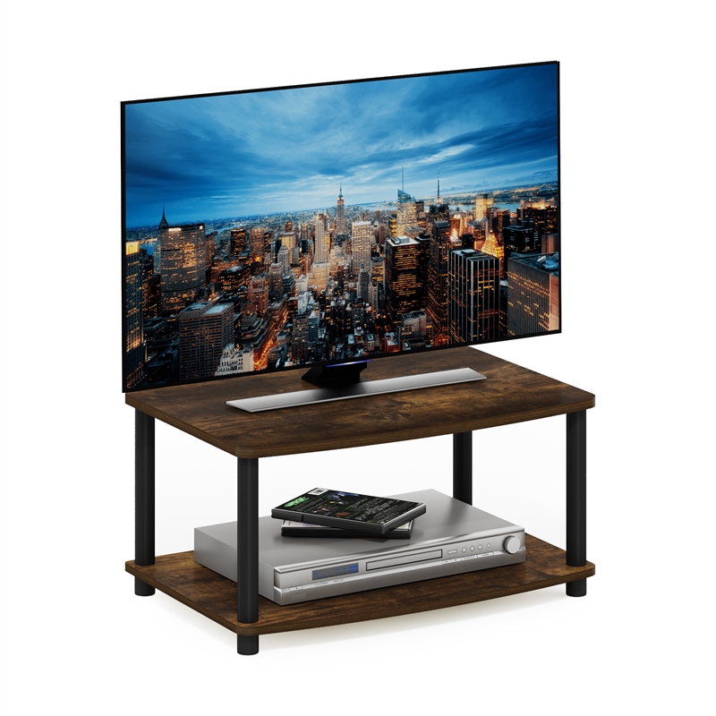 Furinno TURN-N-TUBE No Tools 2-Tier Elevated TV Stands in Amber Pine/Black
