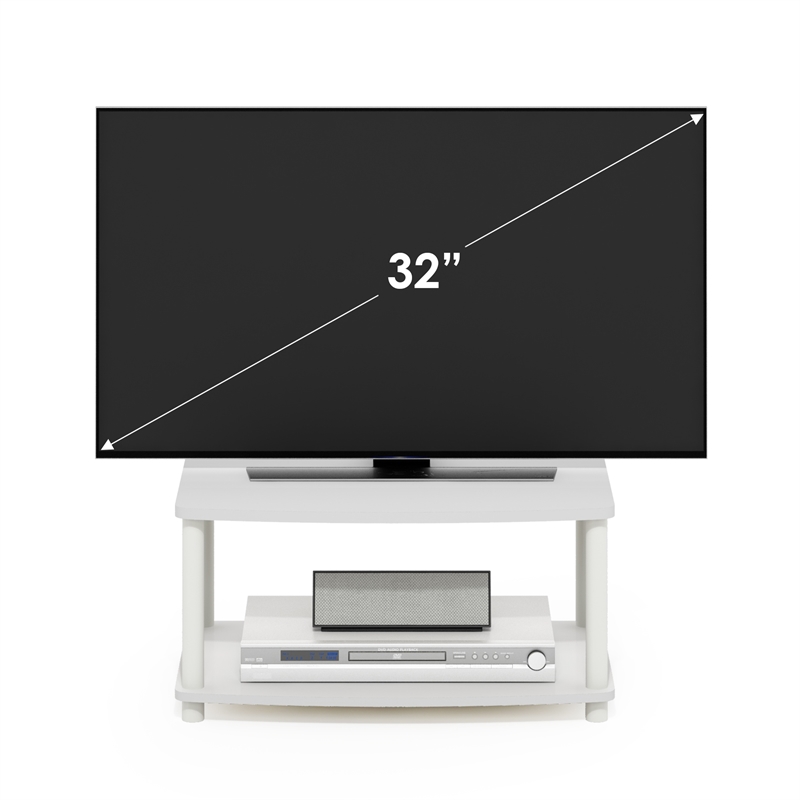 Furinno TURN-N-TUBE No Tools 2-Tier Elevated TV Stands in White/White