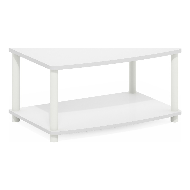 Furinno TURN-N-TUBE No Tools 2-Tier Elevated TV Stands in White/White