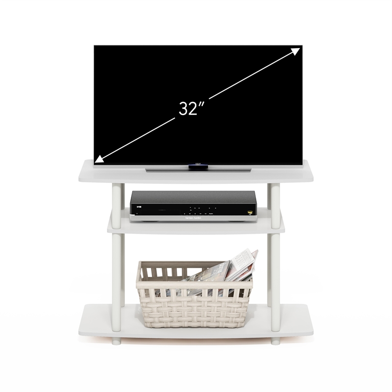 Furinno TURN-N-TUBE No Tools 3-Tier TV Stands in White/White
