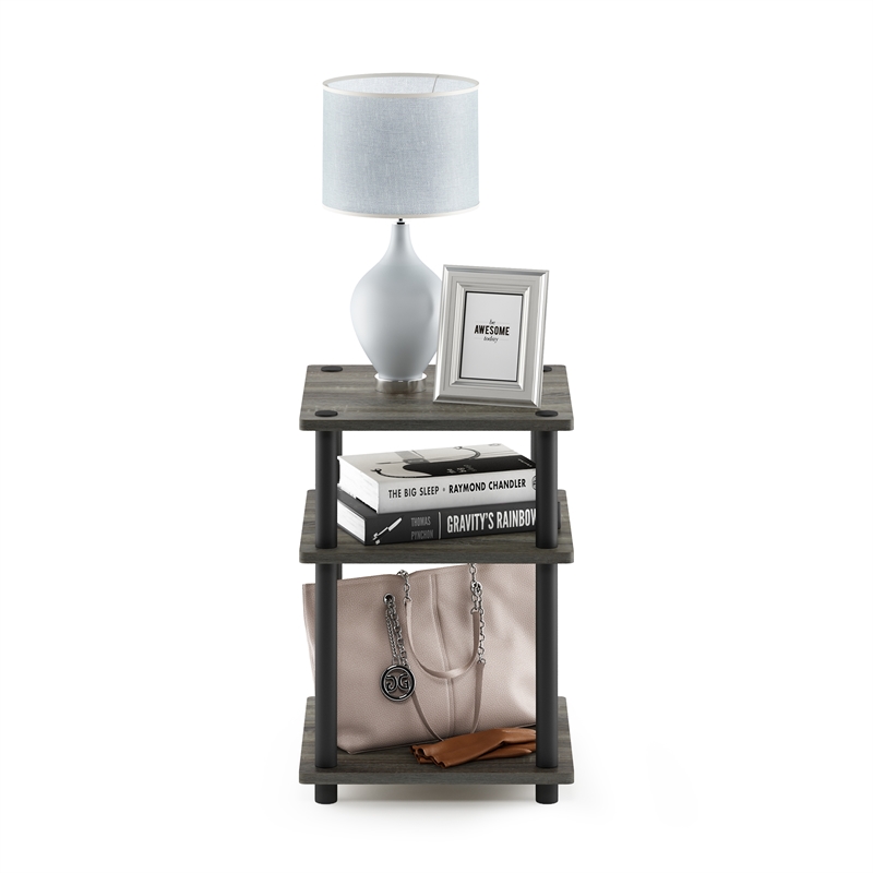 Furinno TURN-N-TUBE Easy Assembly Multipurpose Shelf in French Oak/Black
