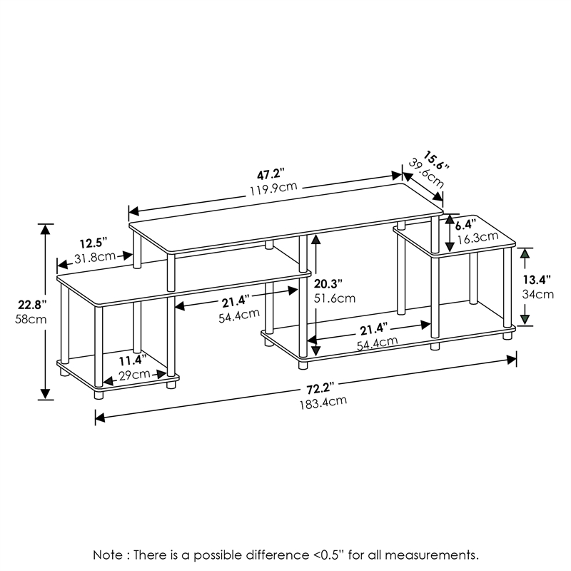 Furinno TURN-N-TUBE Handel TV Stand for TV up to 55 Inch in French Oak/Black