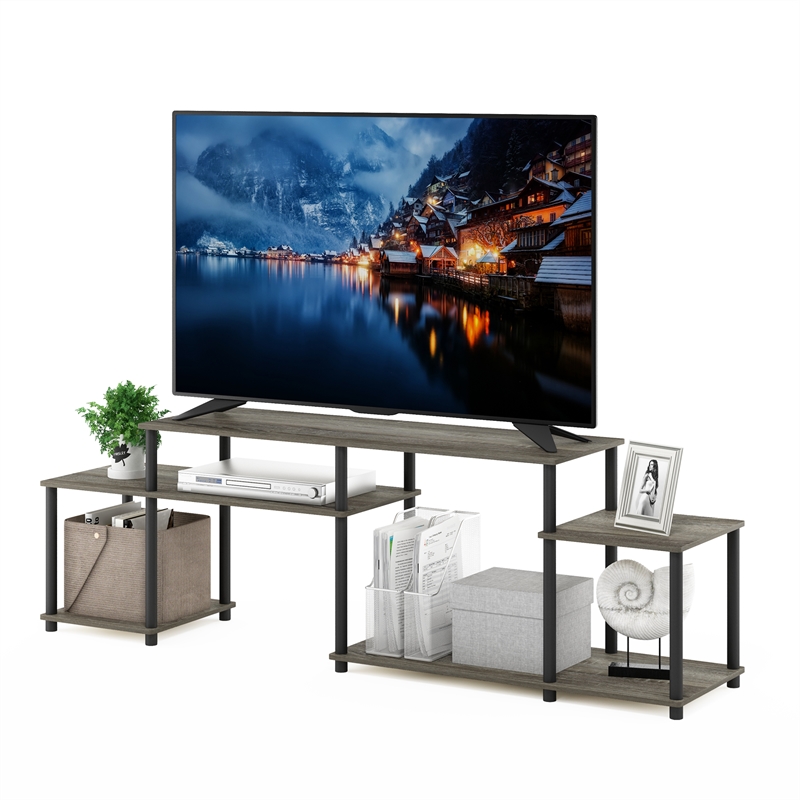 Furinno TURN-N-TUBE Handel TV Stand for TV up to 55 Inch in French Oak/Black