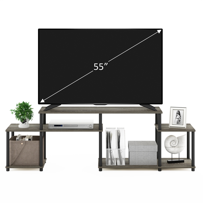 Furinno TURN-N-TUBE Handel TV Stand for TV up to 55 Inch in French Oak/Black