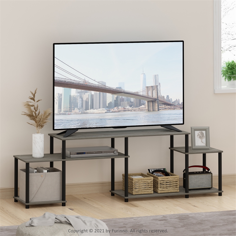 Furinno TURN-N-TUBE Handel TV Stand for TV up to 55 Inch in French Oak/Black