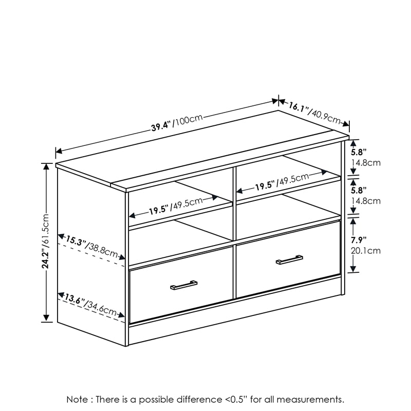 Furinno JENSEN TV Stand with Drawer in French Oak
