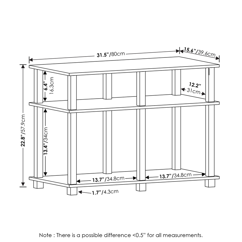 Furinno ROMAIN Turn-N-Tube TV Stand for TV up to 40 Inch in French Oak/Black