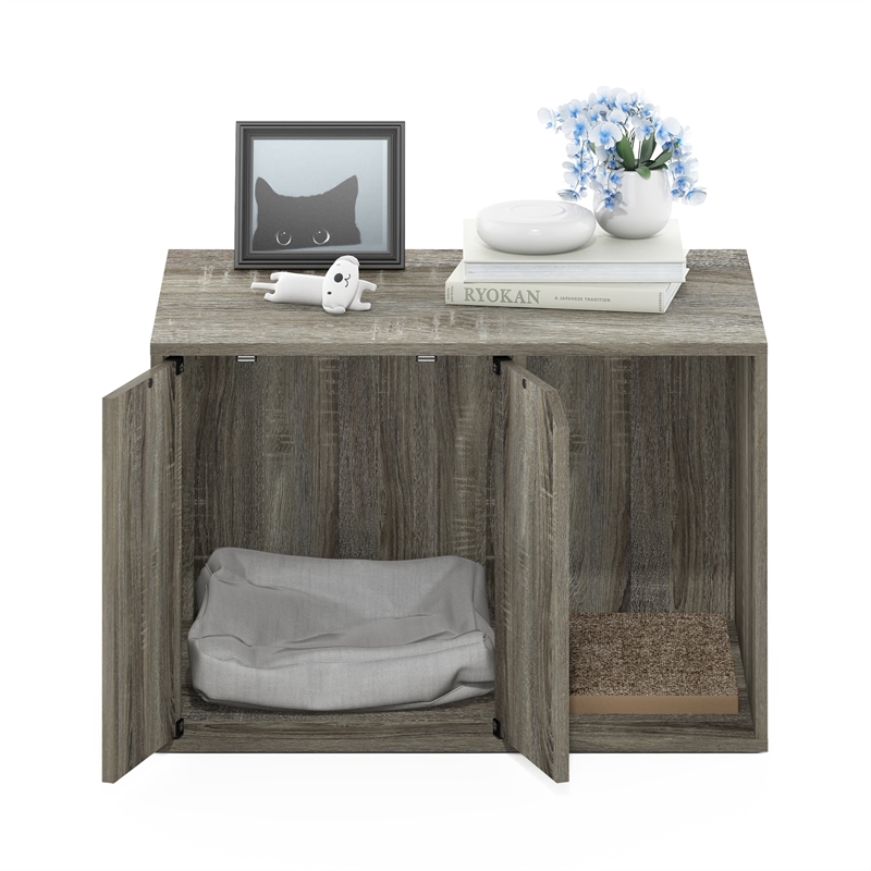 Furinno PELI Small Litter Box Enclosure in French Oak Grey
