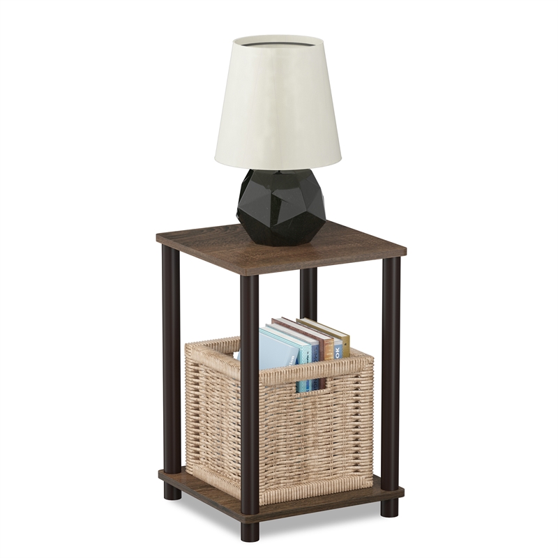 Furinno TURN-N-TUBE Haydn End Table in Walnut/Brown