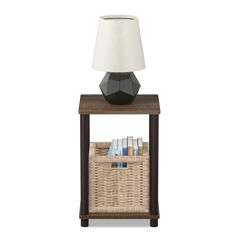Furinno TURN-N-TUBE Haydn End Table in Walnut/Brown