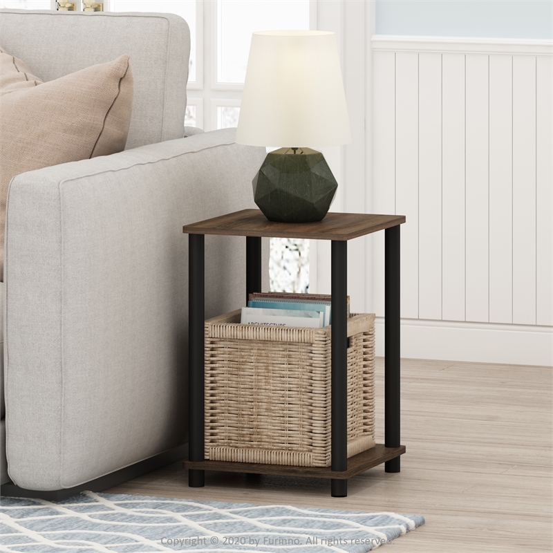 Furinno TURN-N-TUBE Haydn End Table in Walnut/Brown