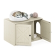Furinno PELI Farmhouse Cat Litter Box Enclosure in White Wash