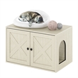 Furinno PELI Farmhouse Cat Litter Box Enclosure in White Wash