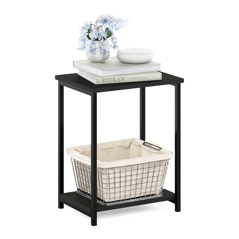 Furinno SIMPLISTIC Industrial Metal Frame End Table in 1-Pack in Espresso