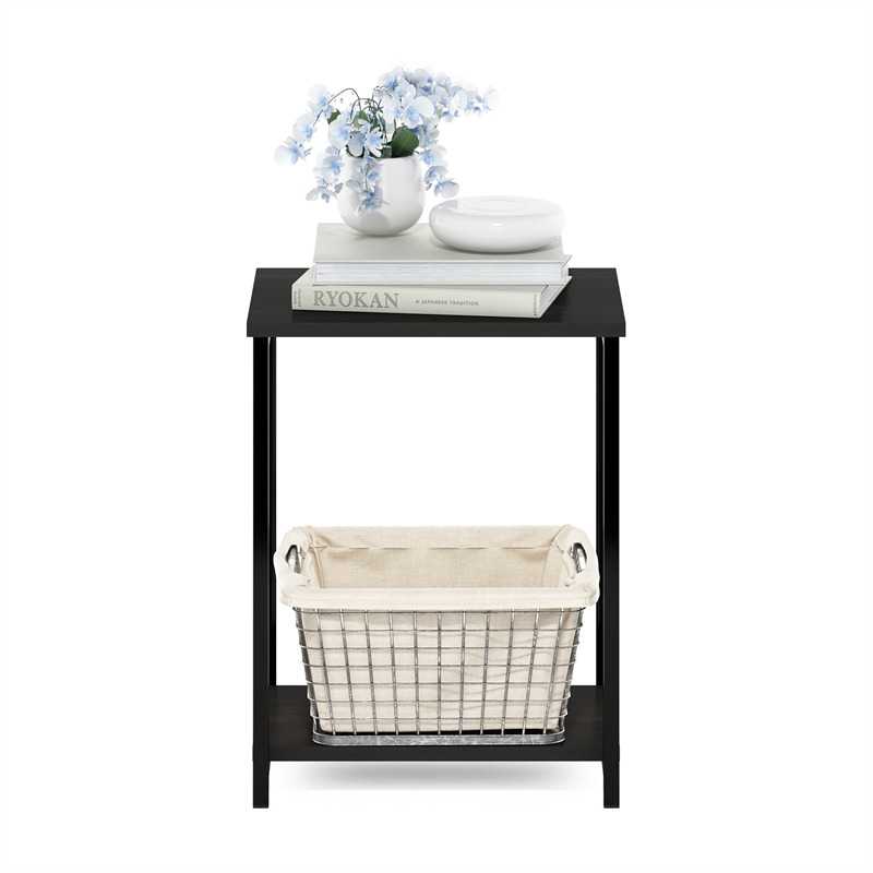 Furinno SIMPLISTIC Industrial Metal Frame End Table in 1-Pack in Espresso