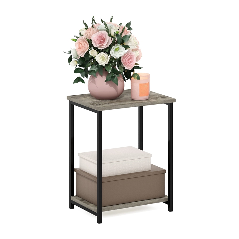 Furinno SIMPLISTIC Industrial Metal Frame End Table in 1-Pack in French Oak