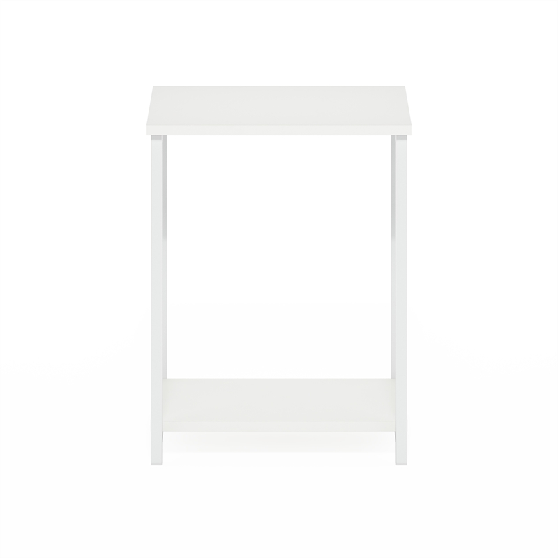 Furinno SIMPLISTIC Industrial Metal Frame End Table in 1-Pack in White/White