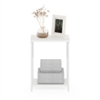 Furinno SIMPLISTIC Industrial Metal Frame End Table in 1-Pack in White/White