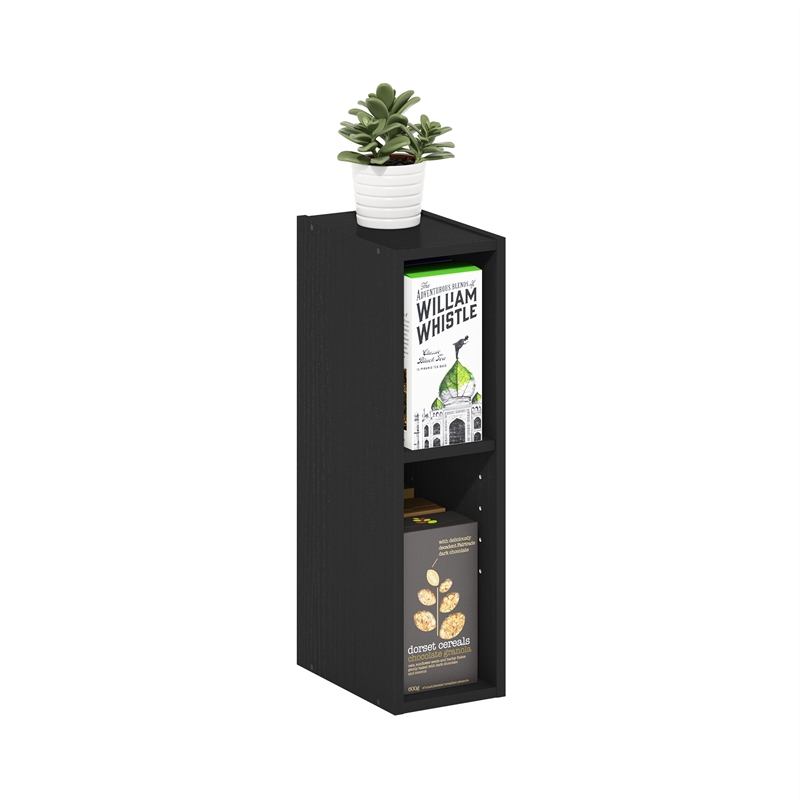 Furinno FULDA 2-Tier  Storage Shelf Bookcase in 6-Inch Width in Blackwood