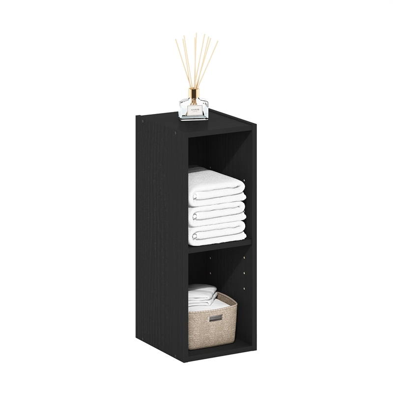 Furinno FULDA 2-Tier  Storage Shelf Bookcase in 8-Inch Width in Blackwood