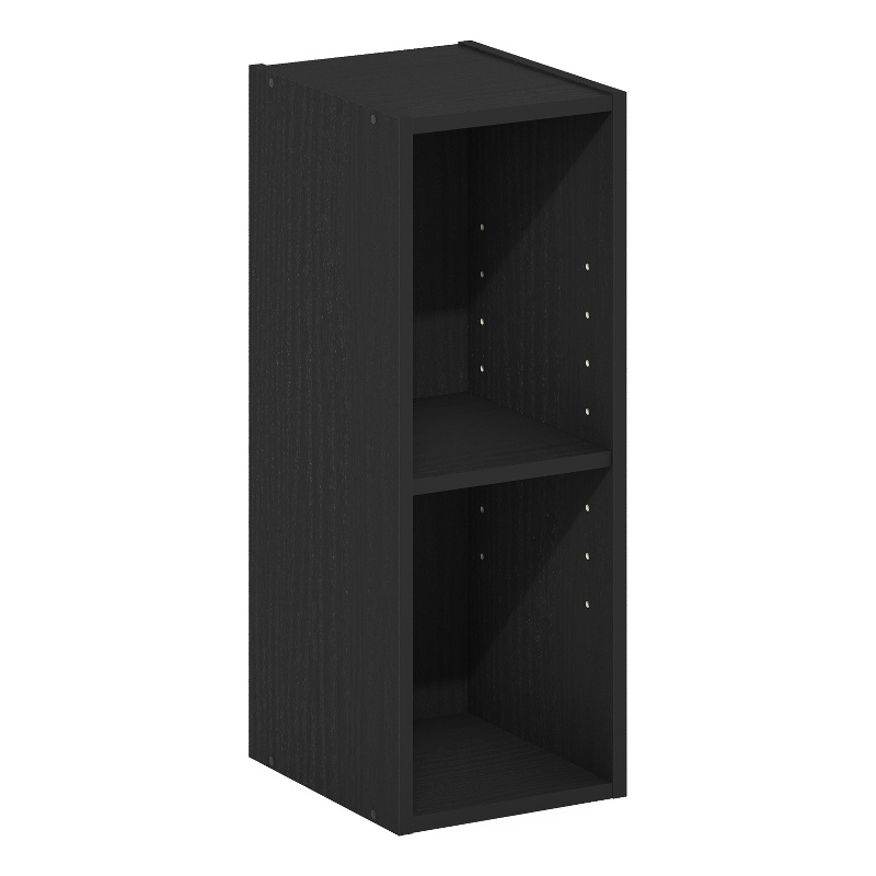 Furinno FULDA 2-Tier  Storage Shelf Bookcase in 8-Inch Width in Blackwood