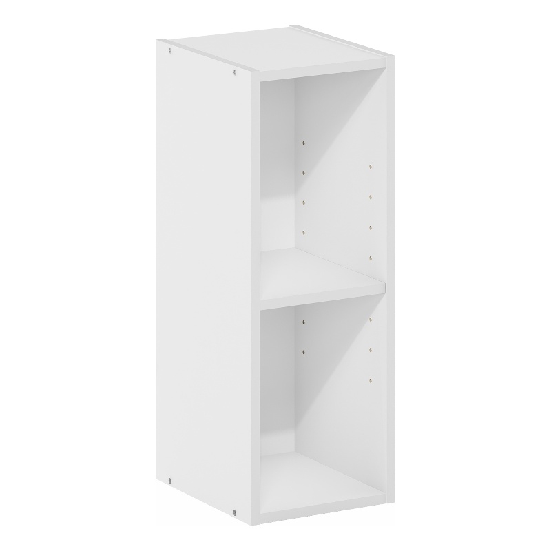 Furinno FULDA 2-Tier  Storage Shelf Bookcase in 8-Inch Width in White