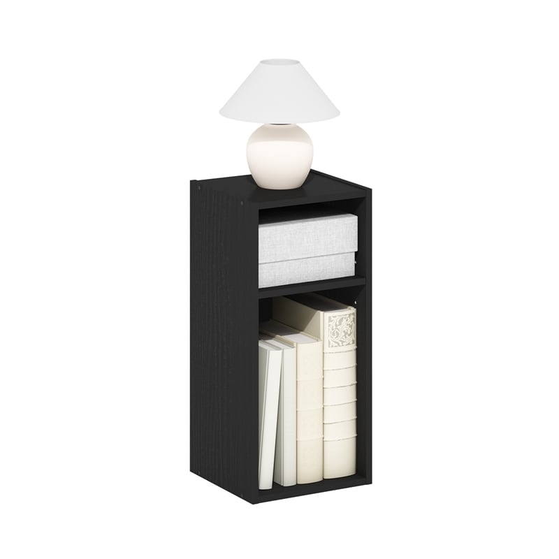 Furinno FULDA 2-Tier  Storage Shelf Bookcase in 10-Inch Width in Blackwood