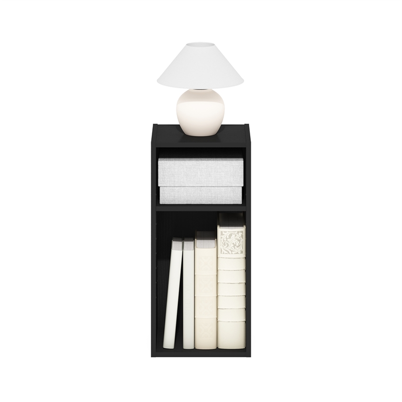 Furinno FULDA 2-Tier  Storage Shelf Bookcase in 10-Inch Width in Blackwood
