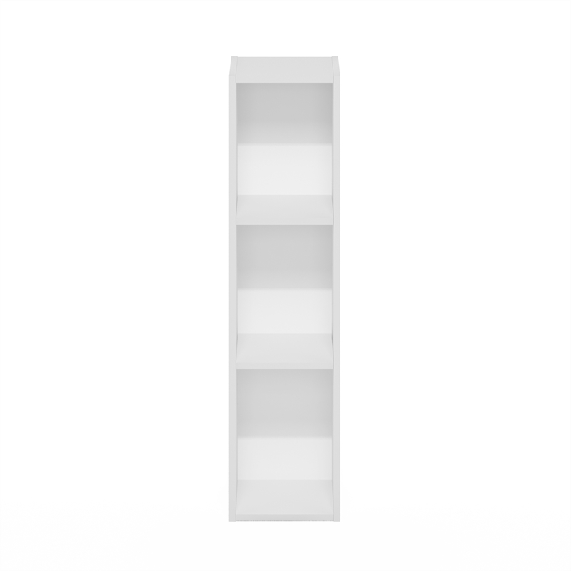 Furinno FULDA 3-Tier  Storage Shelf Bookcase in 8-Inch Width in White