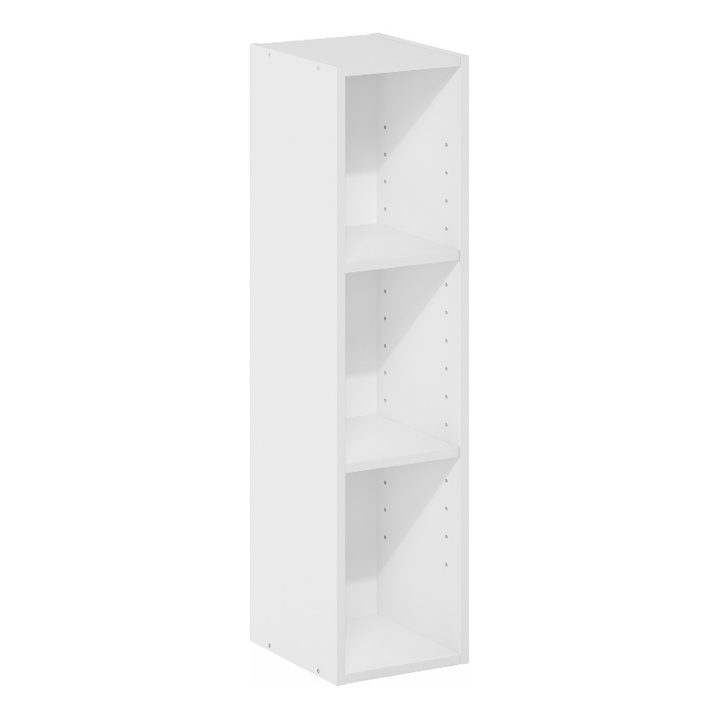 Furinno FULDA 3-Tier  Storage Shelf Bookcase in 8-Inch Width in White