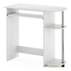 Furinno SIMPLISTIC Easy Assembly Computer Desk in White Stainless Steel Tubes