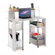 Furinno JAYA Simple Design Computer Writing Desk in White Stainless Steel Tubes
