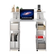 Furinno JAYA Simple Design Computer Writing Desk in White Stainless Steel Tubes