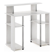 Furinno JAYA Simple Design Computer Writing Desk in White Stainless Steel Tubes