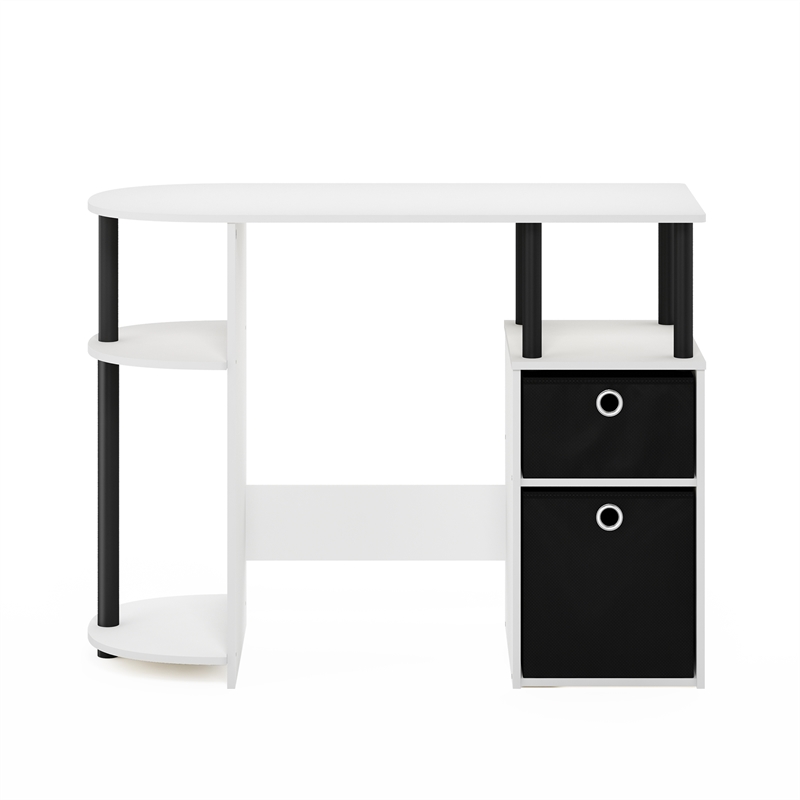 Furinno JAYA SIMPLISTIC Computer Study Desk with Bin Drawers White/Black/Black