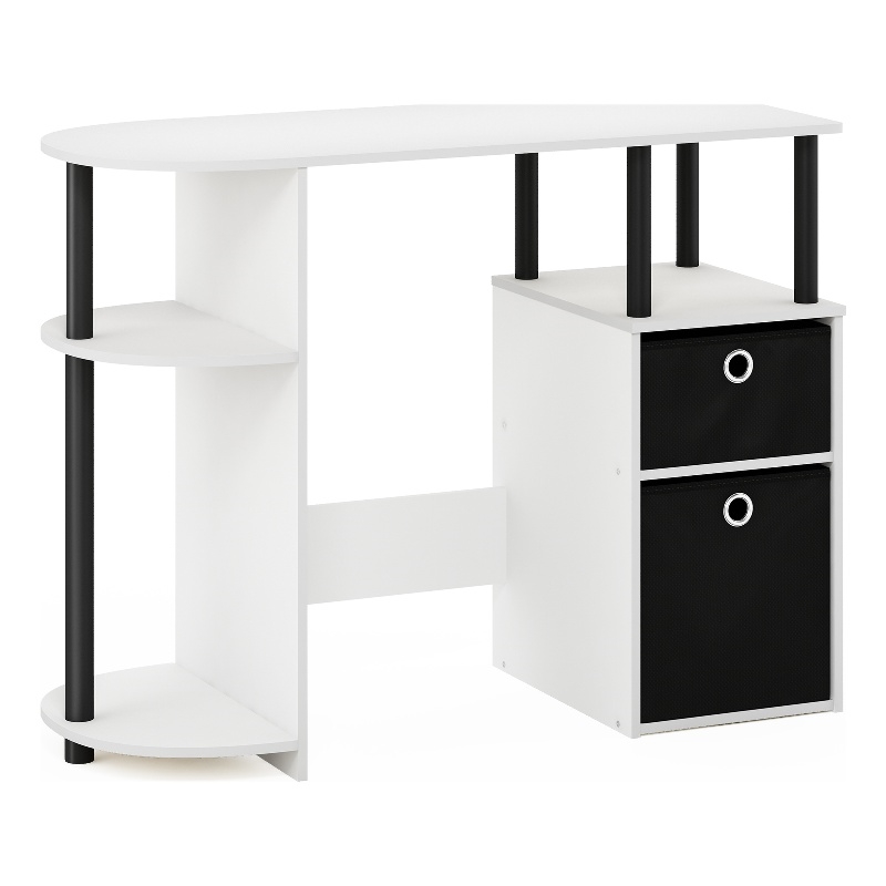 Furinno JAYA SIMPLISTIC Computer Study Desk with Bin Drawers White/Black/Black