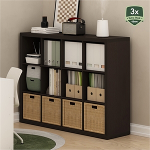 Furinno CUBICLE Extra Thick Frame Decorative Cube Storage Organizer in Dark Oak