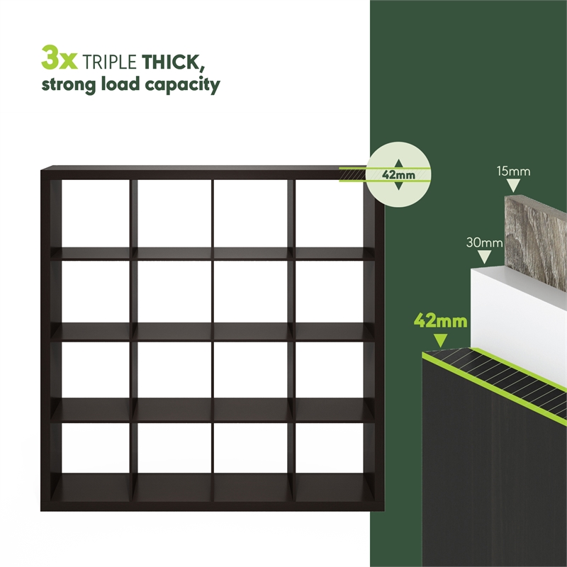 Furinno CUBICLE Extra Thick Frame Decorative Cube Storage Organizer in Dark Oak